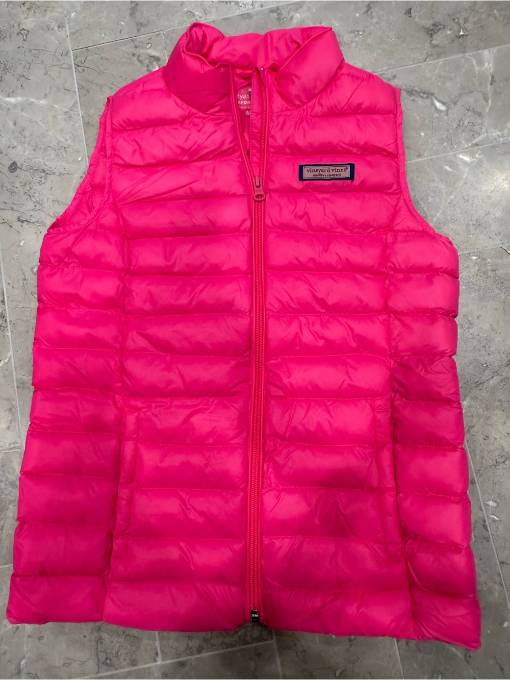 Vineyard Vines Girls' Bright Pink Quilted Puffer Vest